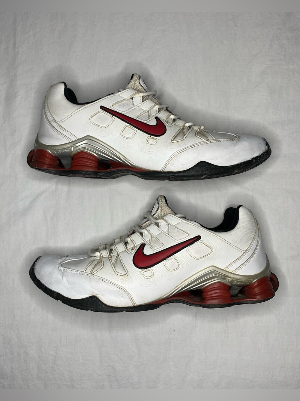 Rare Nike Shox Bridge Sneakers Shoes Mens 11.5 White Red Y2K